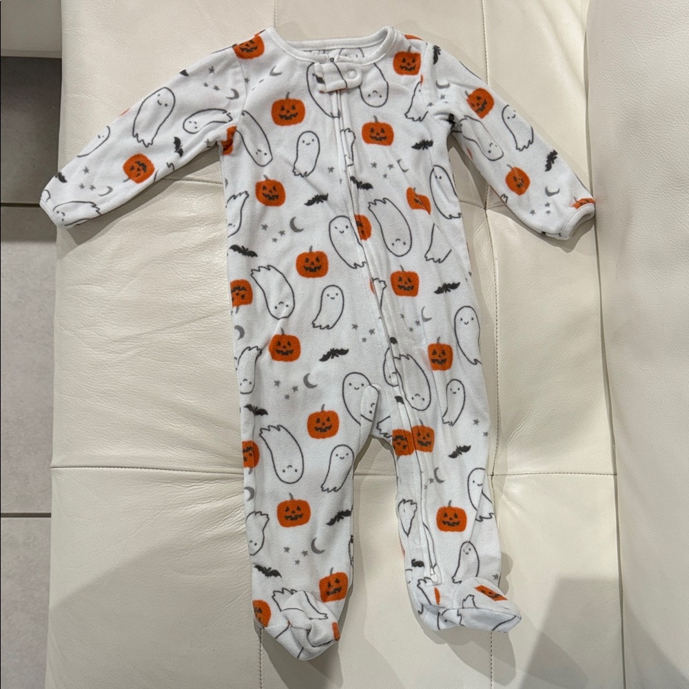 Carter's White and Orange Halloween Footie